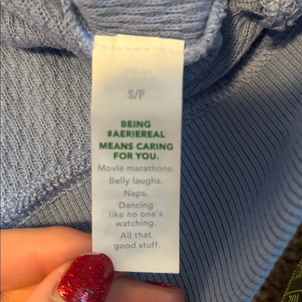 Aerie Blue Hooded Sweatshirt Size Small - Image 8