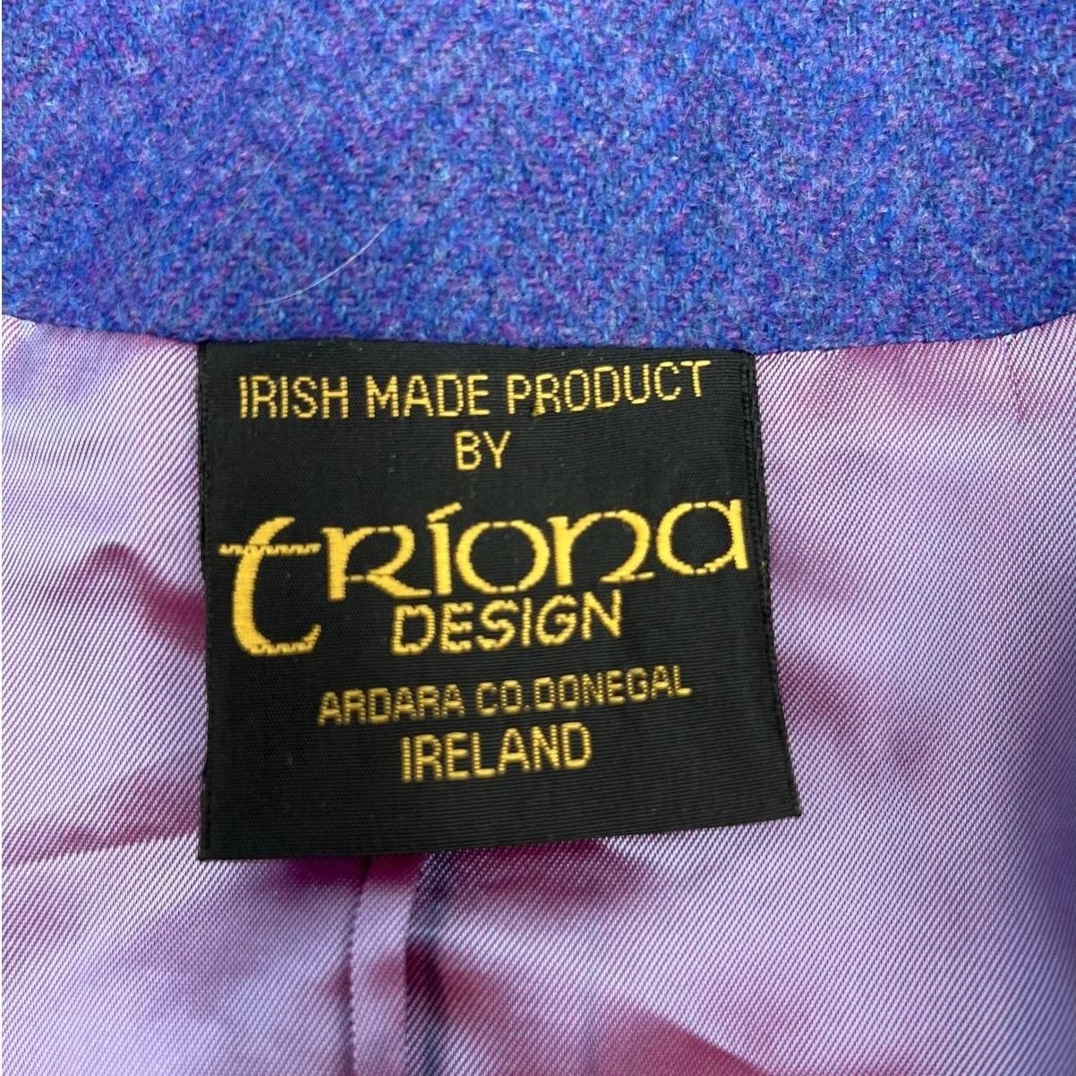 Triona Design Donegal Handwoven Ireland Wool Full Zipper Jacket Blue Size 16 - Image 3