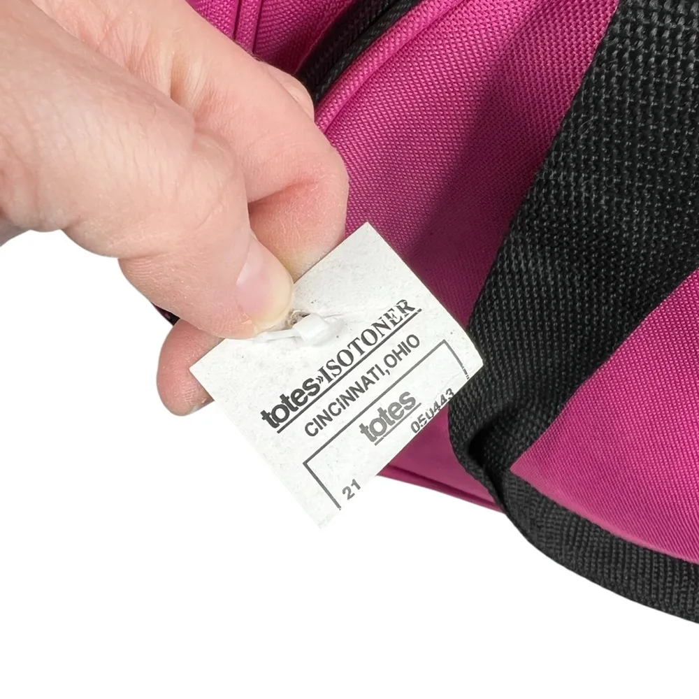 NWT Totes Isotoner Bright Pink Travel Carry On Duffle Bag Luggage Black - Image 3