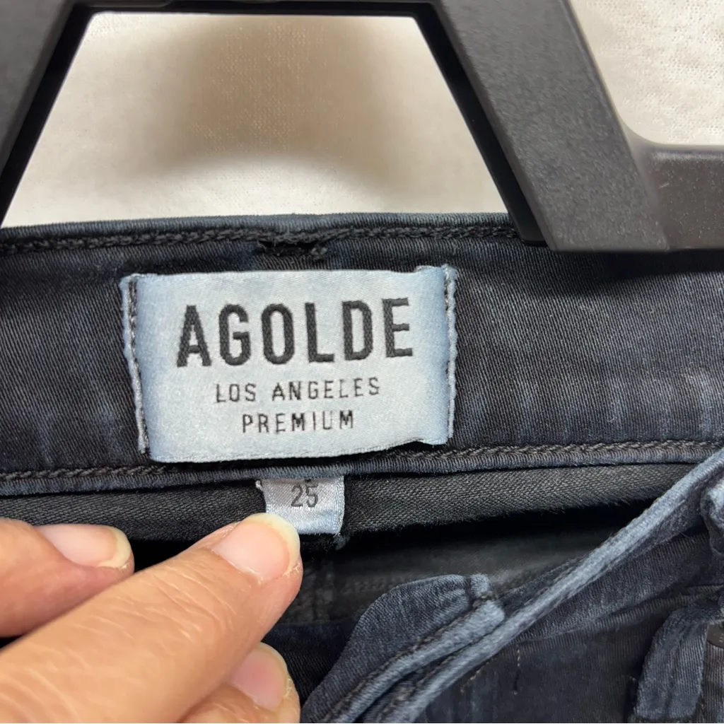 Agolde Charcoal Distressed Straight‎ Leg Jeans - Image 2