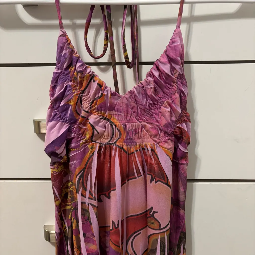 Absolutely stunning Y2K halter mini dress Purple - Image 7