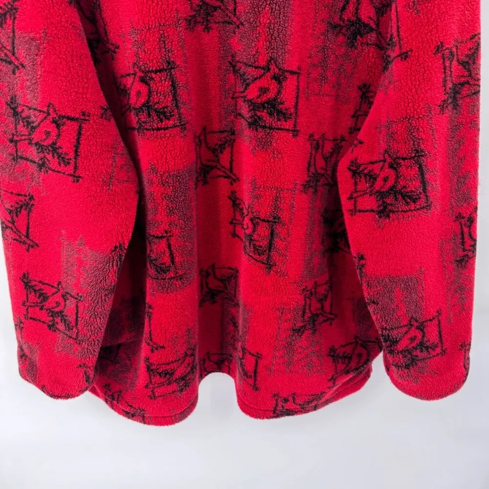 Artisan Sunschein Designs Fleece Jacket Womens XL Acrylic Red Black Cardinal VTG - Image 10