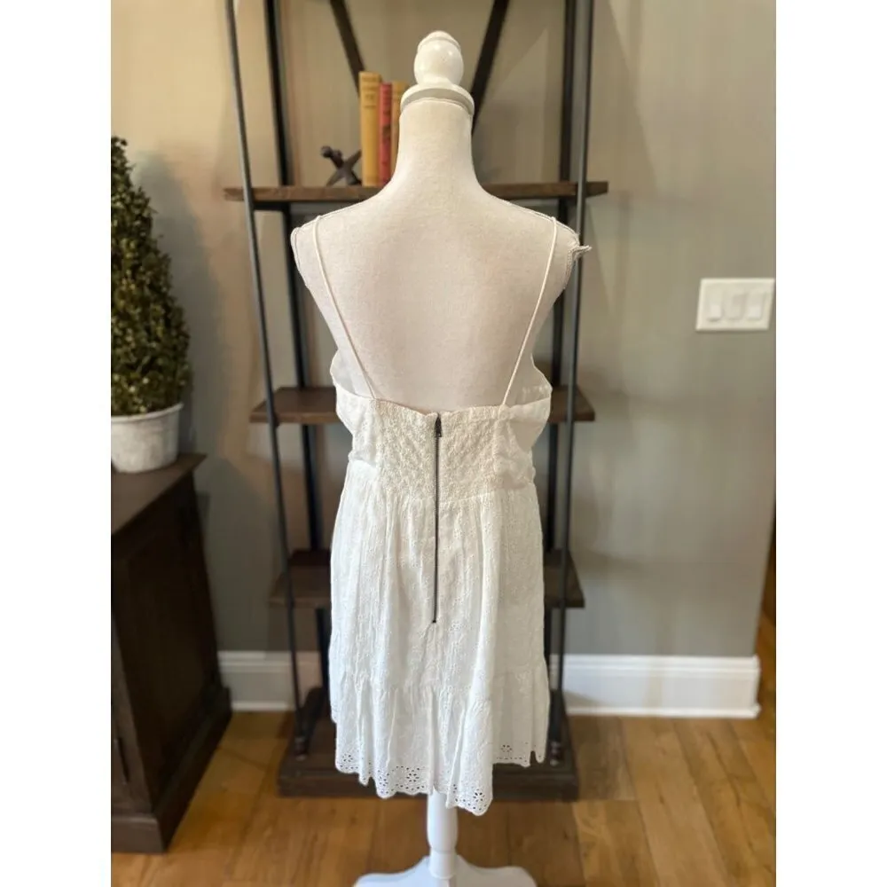 alice + olivia Fae Eyelet Embroidery Fit Flare Mini Dress White Womens Size 14 - Image 10