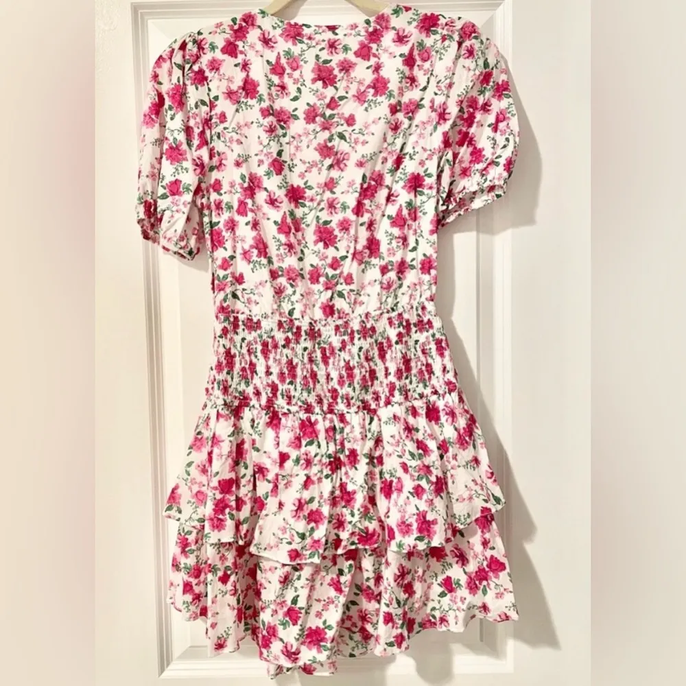 Olivaceous Ruffled Smocked Drop Waist Cutout
Floral Mini Dress Short Puff Sleeve - Image 6