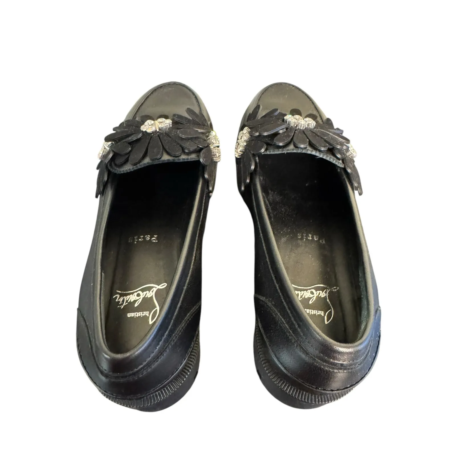 Christian Louboutin Flora Lug Sole Loafer in Black Size 40 - Image 7