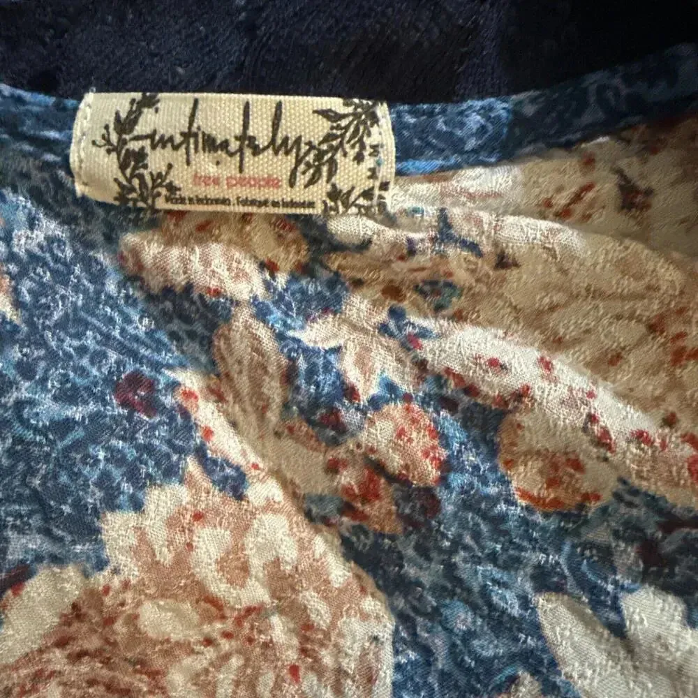 Free People Floral Printed Boho Hippie Crochet Lace Top Gown Dress M - Image 7