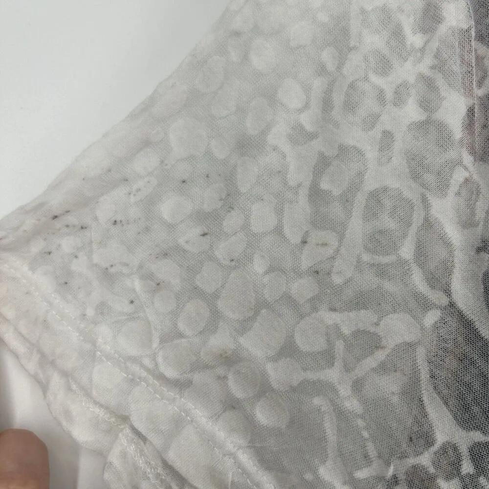 Palila Boho Layered Tunic Top White Mixed Media Mixed Pattern Mesh Sequins XXL - Image 9