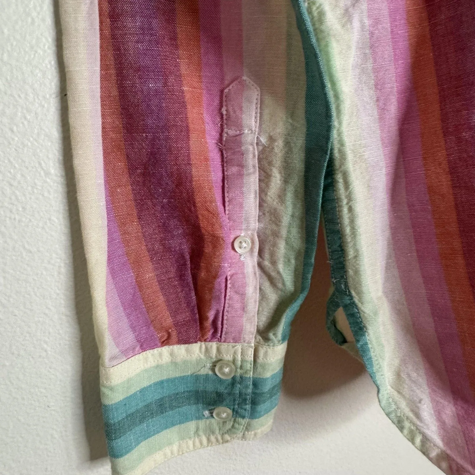 J. Crew Shirt Womens 2 Multicolor Striped Linen Cotton Button Up Long Sleeve Top - Image 12