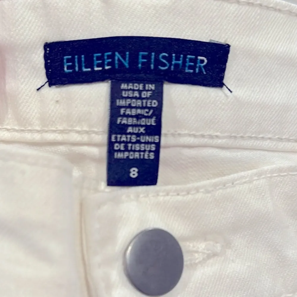 EILEEN FISHER HIGH RISE WHITE STRETCHY STRAIGHT LEG JEANS 8 - Image 6