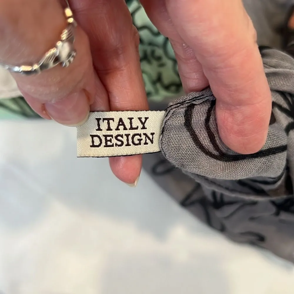 Italy designs grey flowered scarf wrap sarong approximately 72” long EUC Gray - Image 3
