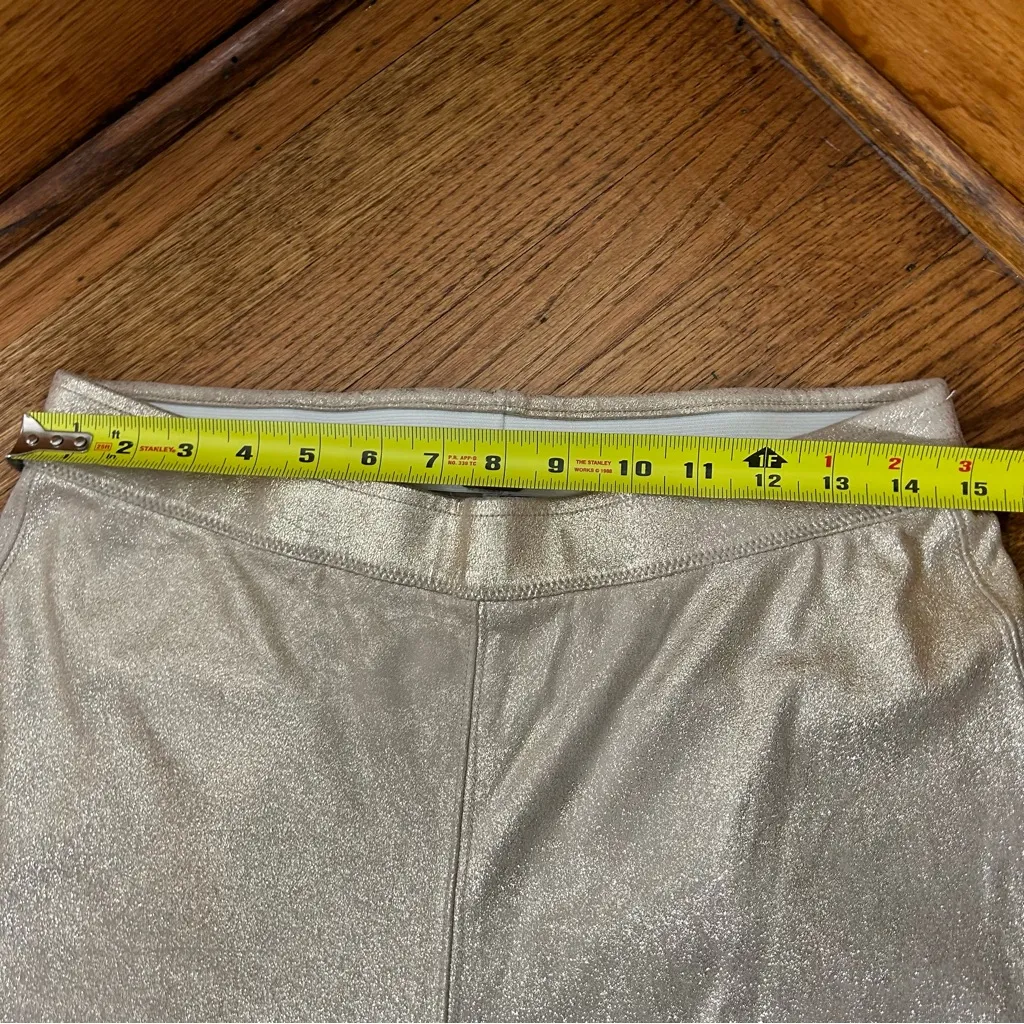 Free People | Taupe Metallic Faux Suede Leggings Stretchy Festive Size 29 - Image 11