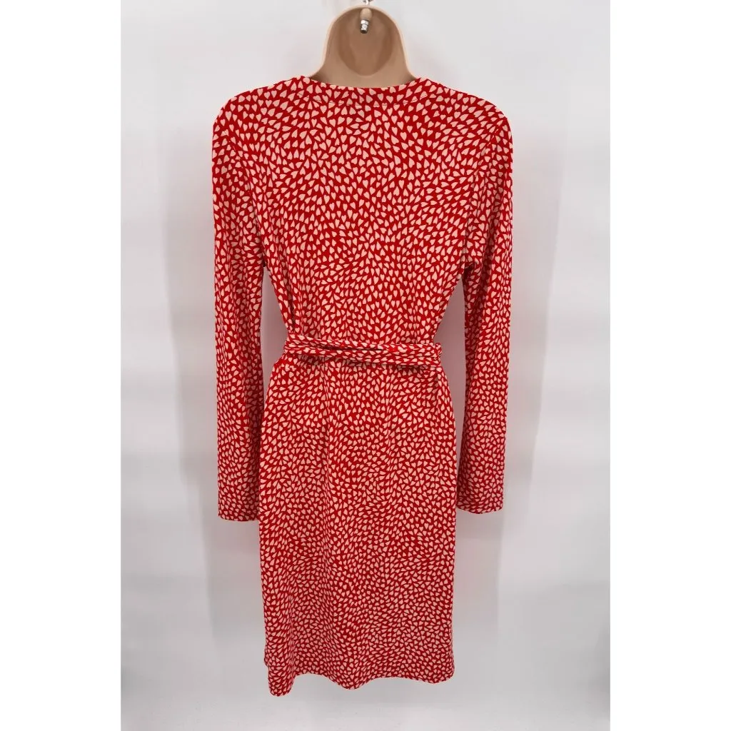 Ann Taylor Wrap Dress Womens 6 Red White Polyester Valentine's‎ Heart Print NEW - Image 6