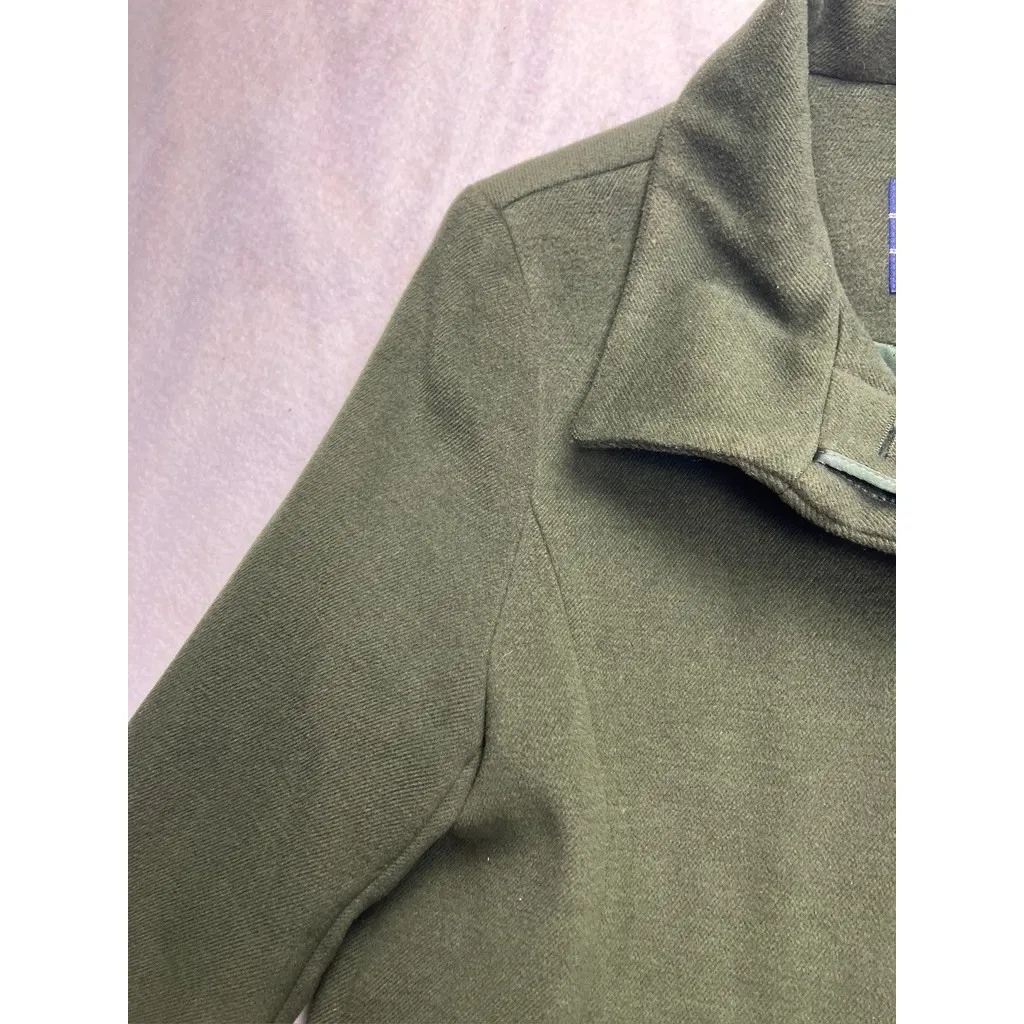 Lands End Womens Jacket Olive Green Lined Coat Button Front Size 6 Tall - Image 3