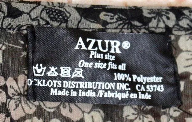 Azur | black cream floral swim cover up/kaftan Sheer - Image 6