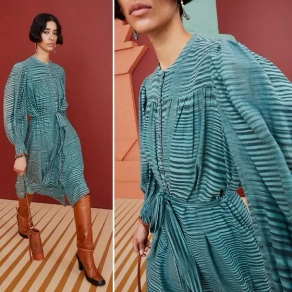 ULLA JOHNSON Fiora striped cotton-voile midi dress, Size 8, $498 - Image 5