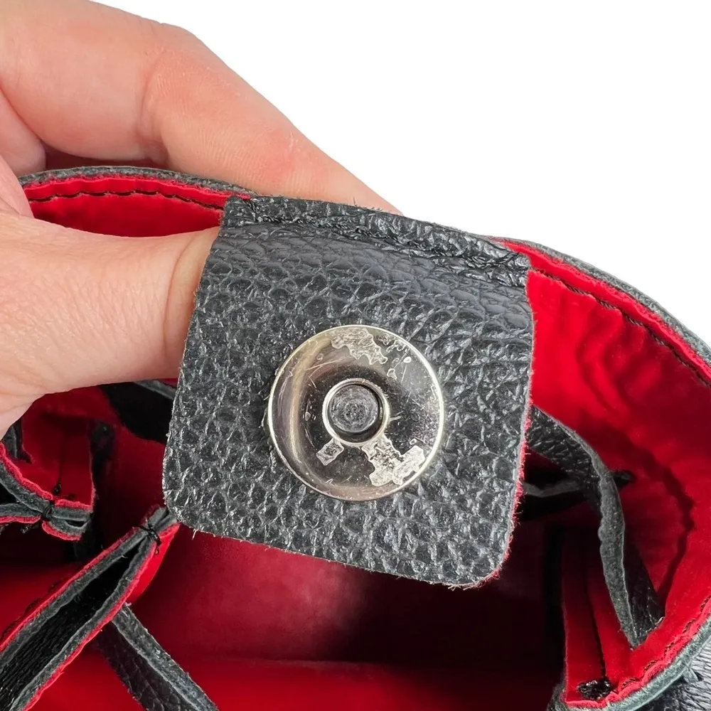 Marina Galanti Black Pebbled Leather Drawstring Crossbody Purse - Image 12