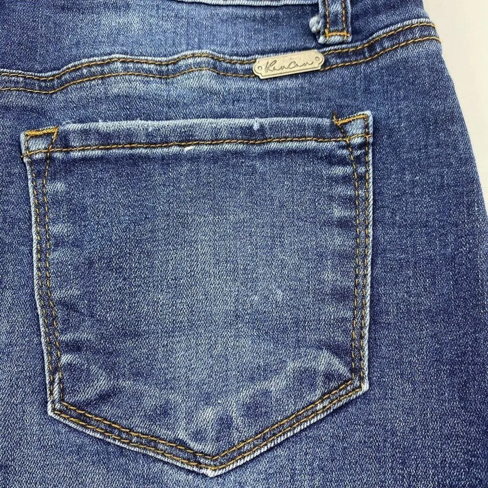 Kancan Sz 1 (24) Denim Frayed Hem Mini Skirt Style: KC6062D - Image 7