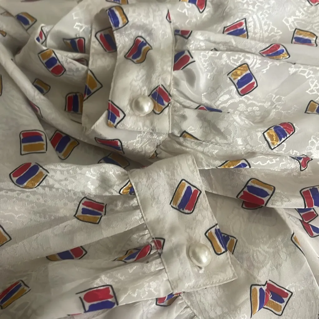 Vintage 1980’s Alfred Dunner long sleeve blouse‎ with pearl buttons size 16 - Image 6