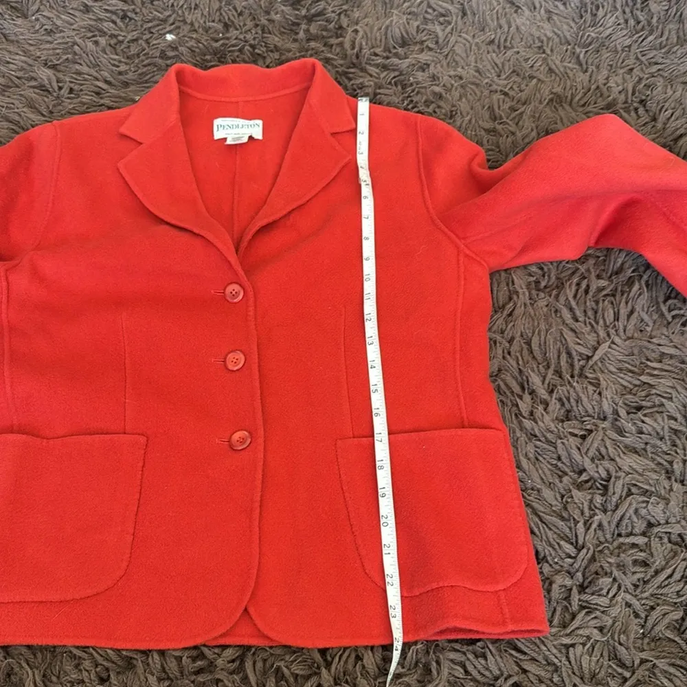 Pendleton Holiday Red Orange Wool Blazer 3-Button Jacket Women’s Size medium - Image 7