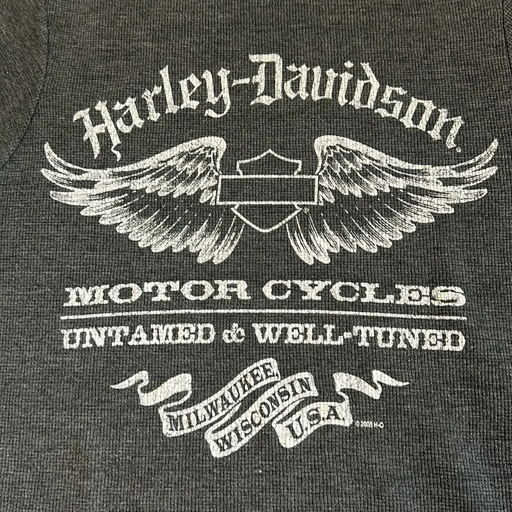 Harley Davidson RETRO  MOTORCYCLES THERMAL WAFFLE KNIT LONG SLEEVE GRAPHIC TEE - Image 4