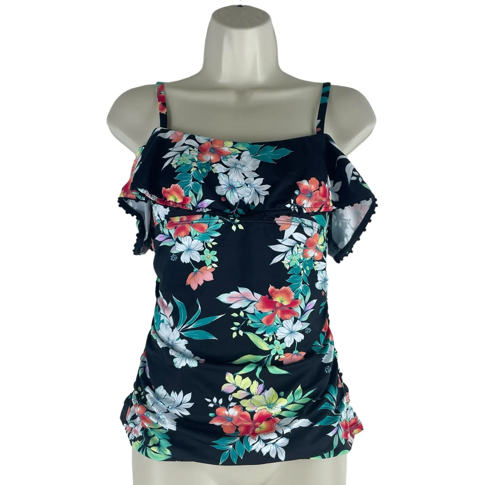 Tommy Bahama Floral Springs Flounce Tankini Top Swim Size XS - Image 5