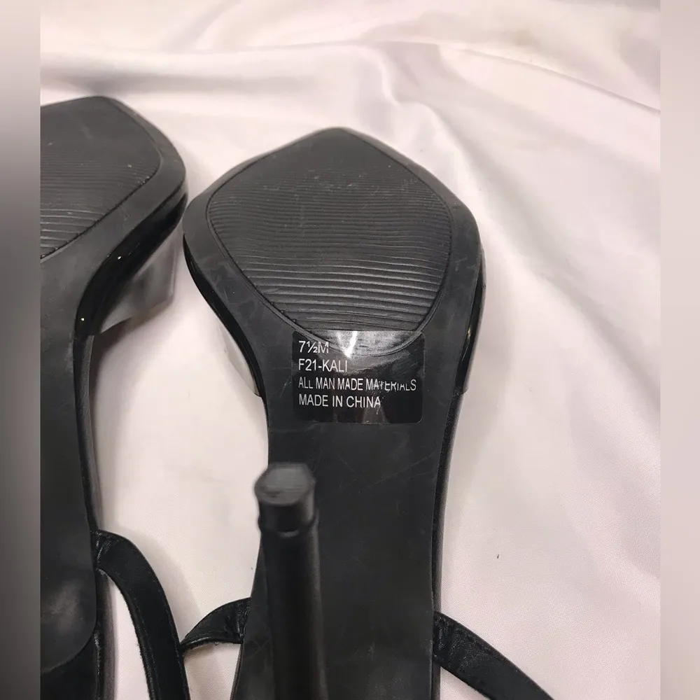 Forever21 Women’s Black Pointed Toe Pump Open Heel Translucent Size 7.5 - Image 5