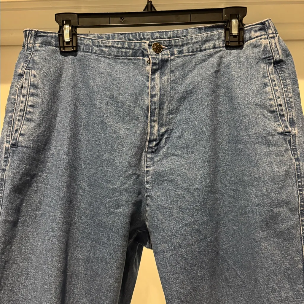 DENIM & CO Embroidered Blue Women Jeans Size L Hippie Floral Festival Boho - Image 3