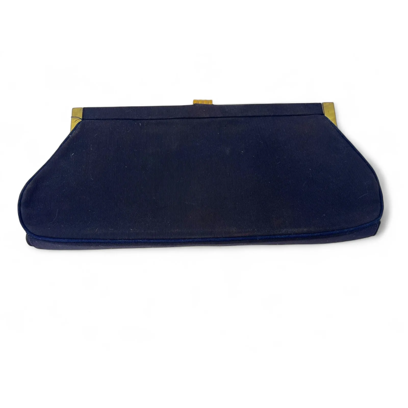 VINTAGE Clutch Evening Bag Purse MCM Mid Century Navy Blue Gold High Quality - Image 5