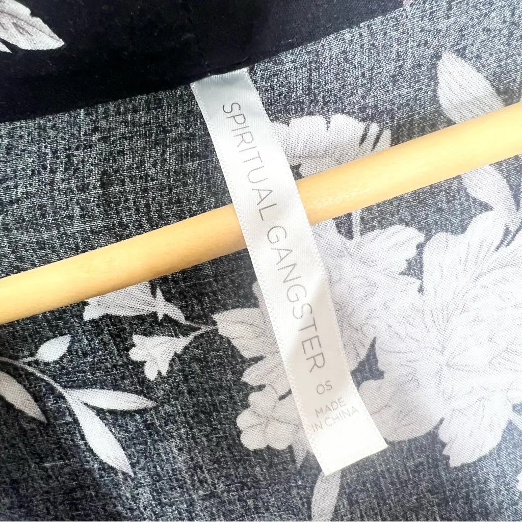 Spiritual Gangster Maya Kimono Black Floral Swim Coverup Robe Cardigan One Size - Image 8