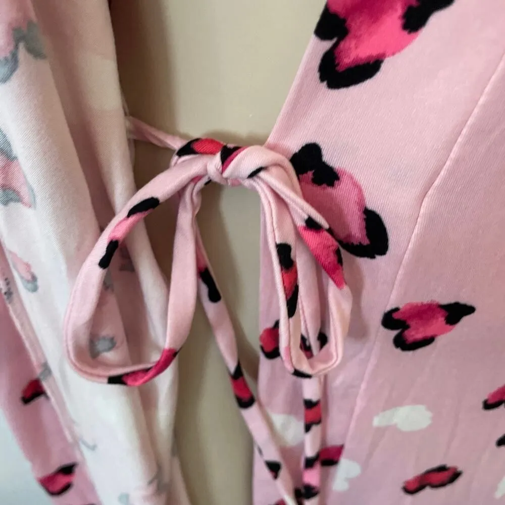NWT Linea Donatella Robe S-M Pink Rose Leopard Print Lounge House Coat Relaxed - Image 4