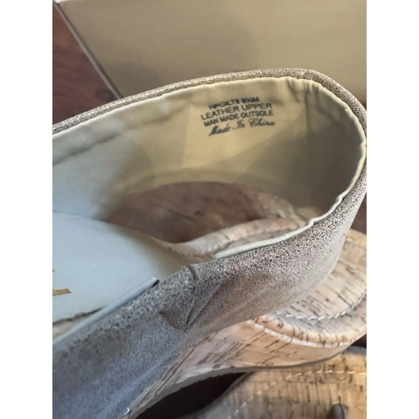 Donald Pliner Sandals Sz 8.5 Gil Wedges Shoes Cork Leather Metallic NIB NEW - Image 12