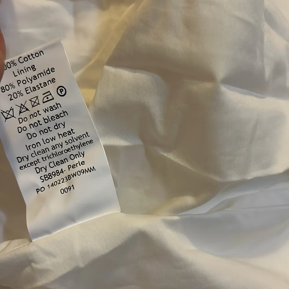 PERLE White Lace Trim Midi Dress size L - Image 7