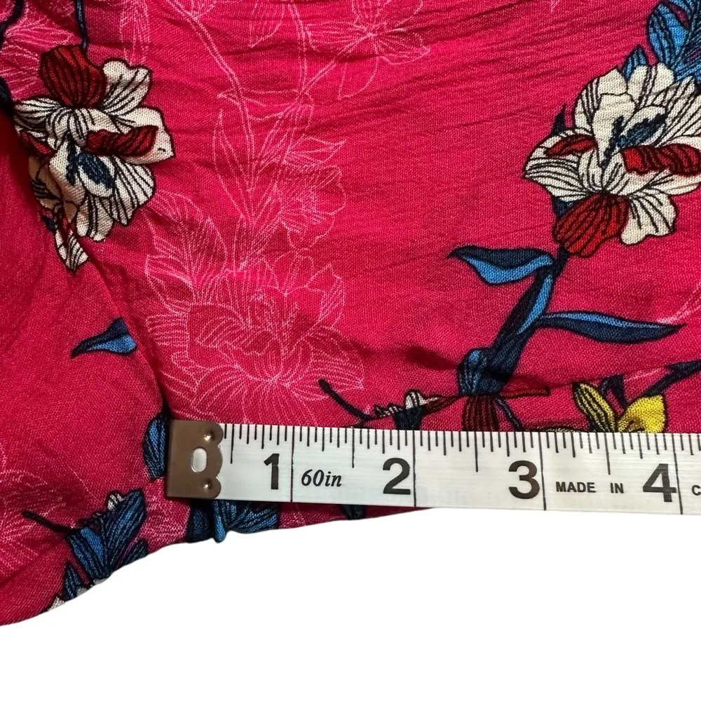 Pink Sleeveless Tropical Floral Pink Romper Medium - Image 12