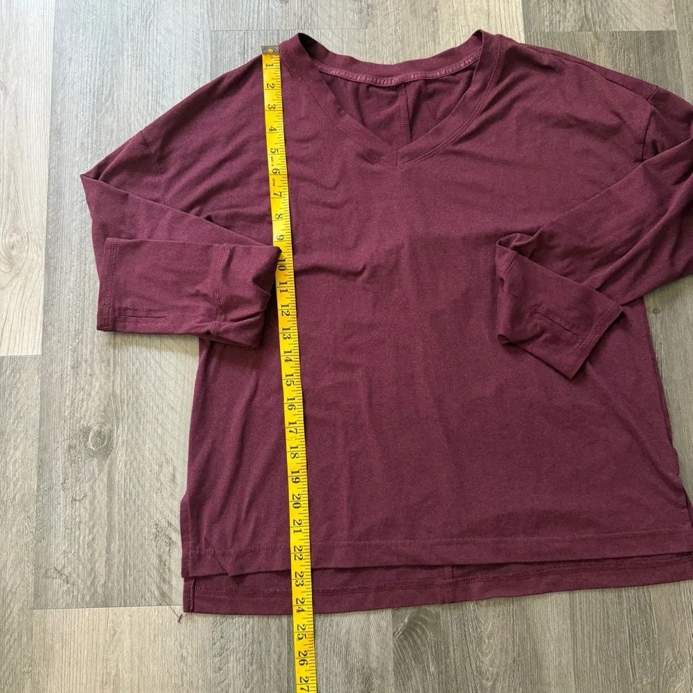 RBX Wine V Neck Thumbhole Top Soft Medium Loose Fit - Image 8