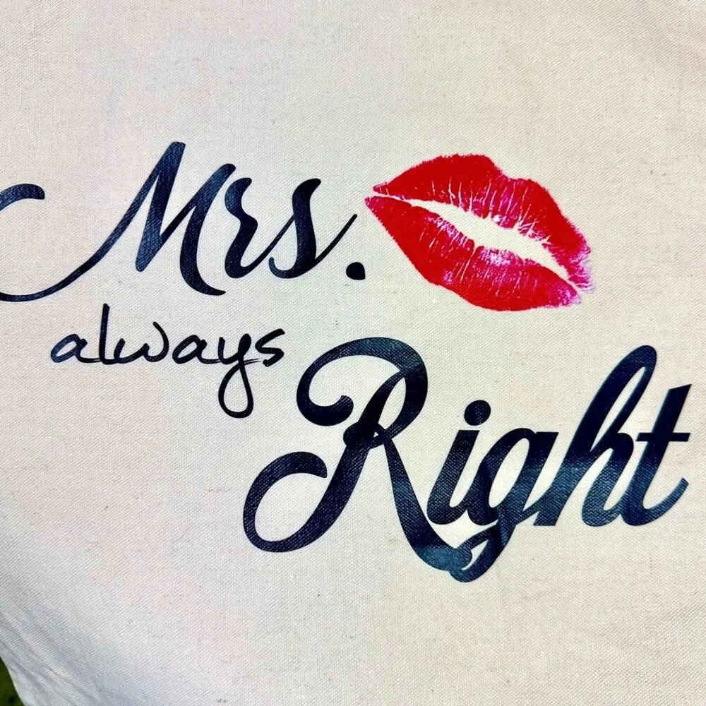 Love of Fashion Mrs Always Right Canvas Tote Bag White - Image 2