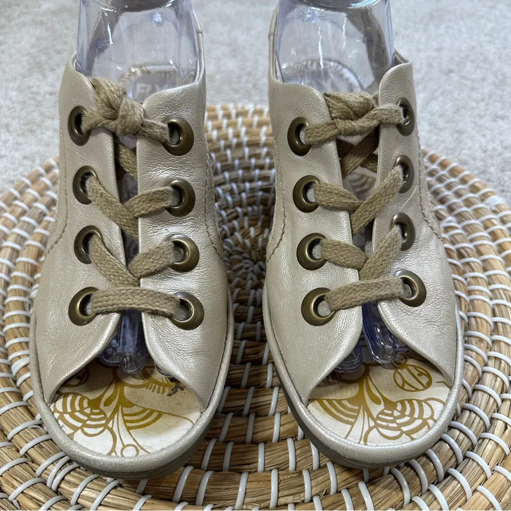 Fly London Women’s Ylva Lace Up Slingback Metallic Sandals Wedge Heel 39/US 8.5 - Image 2