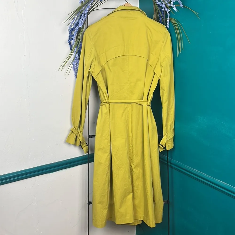 Soft surroundings chartreuse lightweight classic trench coat. Sz Sm - Image 7