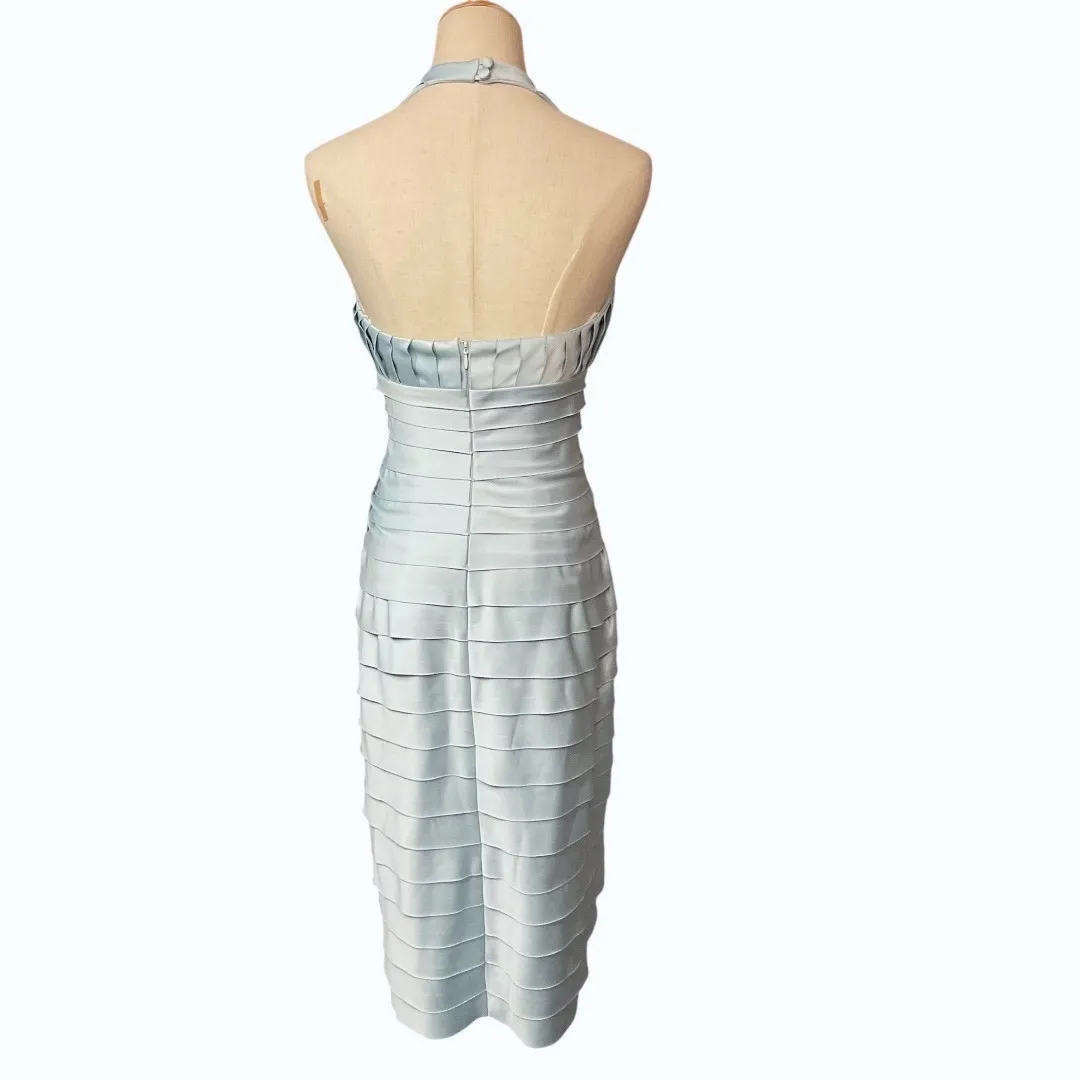 Lord & Taylor J.S. Collection Tiered Layer Halter Midi Dress Light Blue Sz 4 NWT - Image 7
