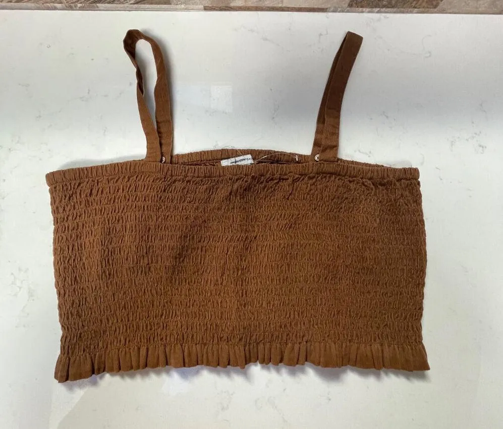 𝅺AMERICAN Eagle Outfitters Womens Brown Sleeveless Pullover Cropped Top Size L - Image 4