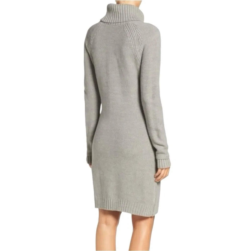 Eliza J Grey Cable Illusion Knit Turtleneck Sweater Dress - Image 2