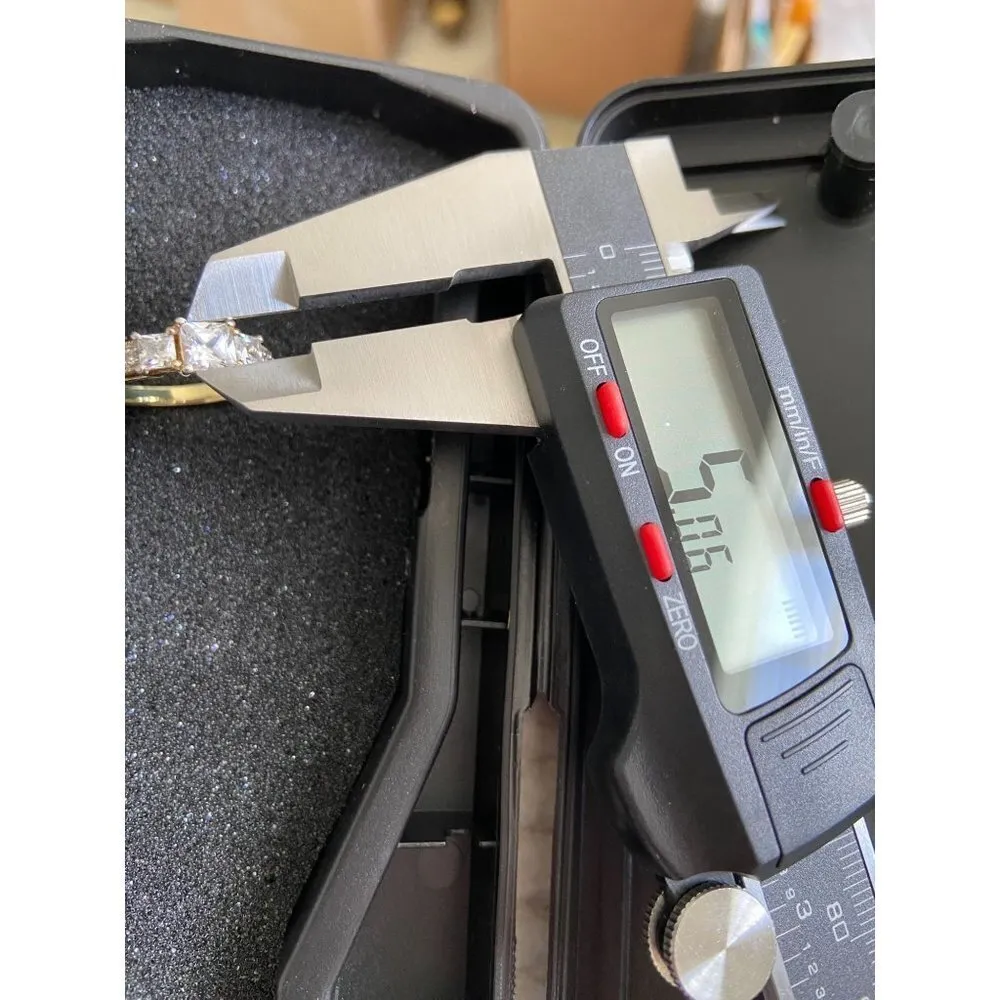 H 925 CZ Princess Cut Simulant Diamond Ring Sz 6.5 Sterling Silver Gold Overlay - Image 10