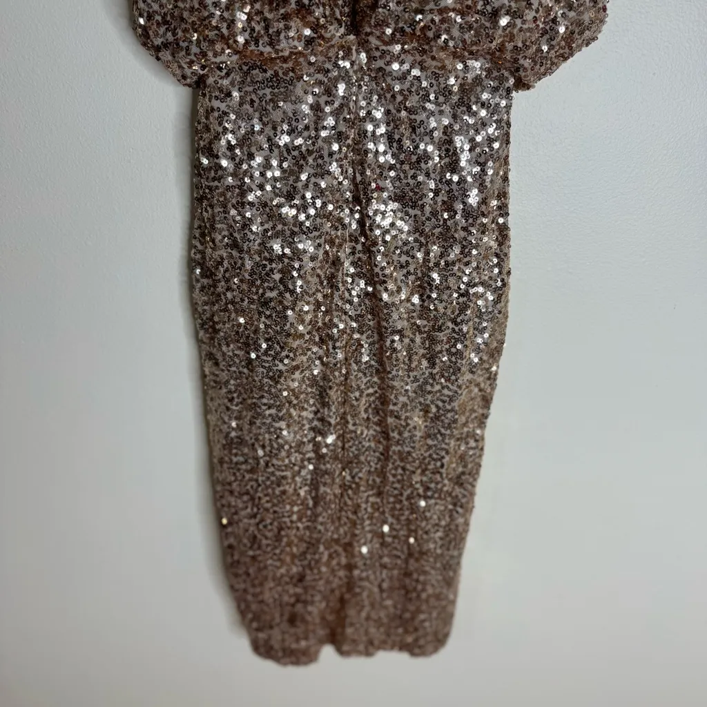 BADGLEY MISCHKA Blouson Sequin Pencil Dress embellished size 6 cocktail event - Image 12