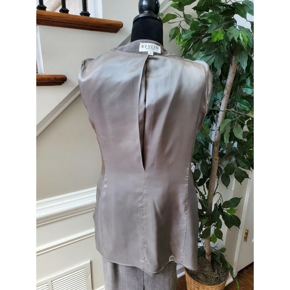 Vintage Renlyn NY Gray 100% Polyester Long Sleeve Jacket & Skirt 2 Piece Suit 8 - Image 6