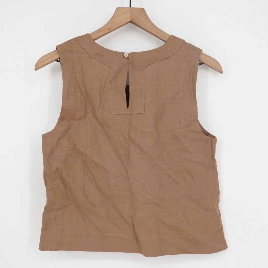 American Giant Linen Sleeveless Top Taupe XS Made in USA Brown - Image 6