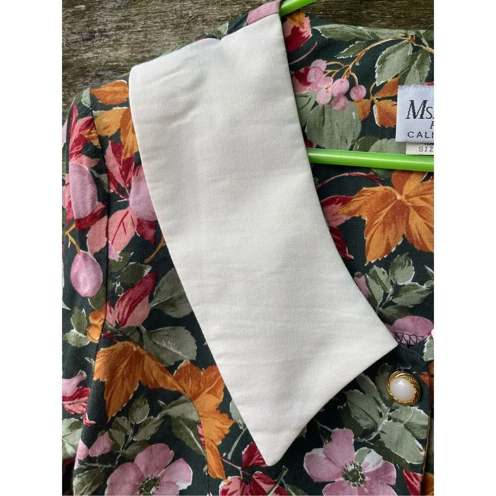 Vintage Ms. Basia Petites size 12 P floral short jumpsuit. Orange - Image 6