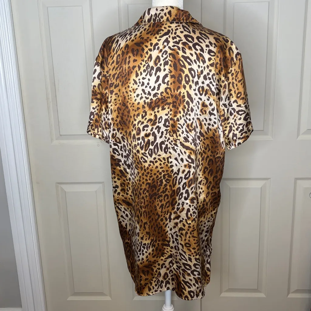 August Silk Animals Print Pj Top Dress Tunic Size M A34 - Image 5