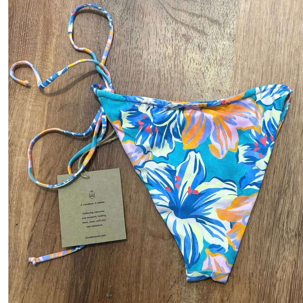 NWT Stone Fox Swim River Bikini Bottom - Tropical Lily Print Size Medium - Image 5