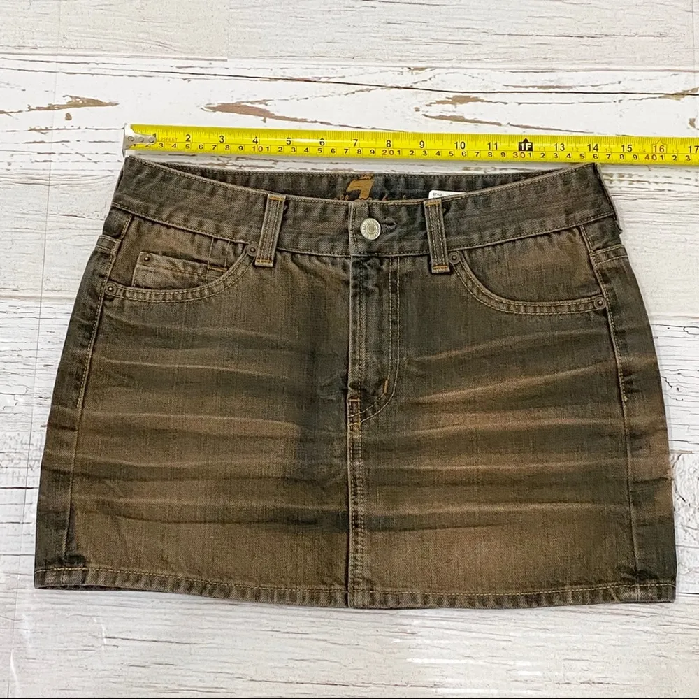 7 For All Mankind Acid Washed Denim Skirt 26 - Image 5