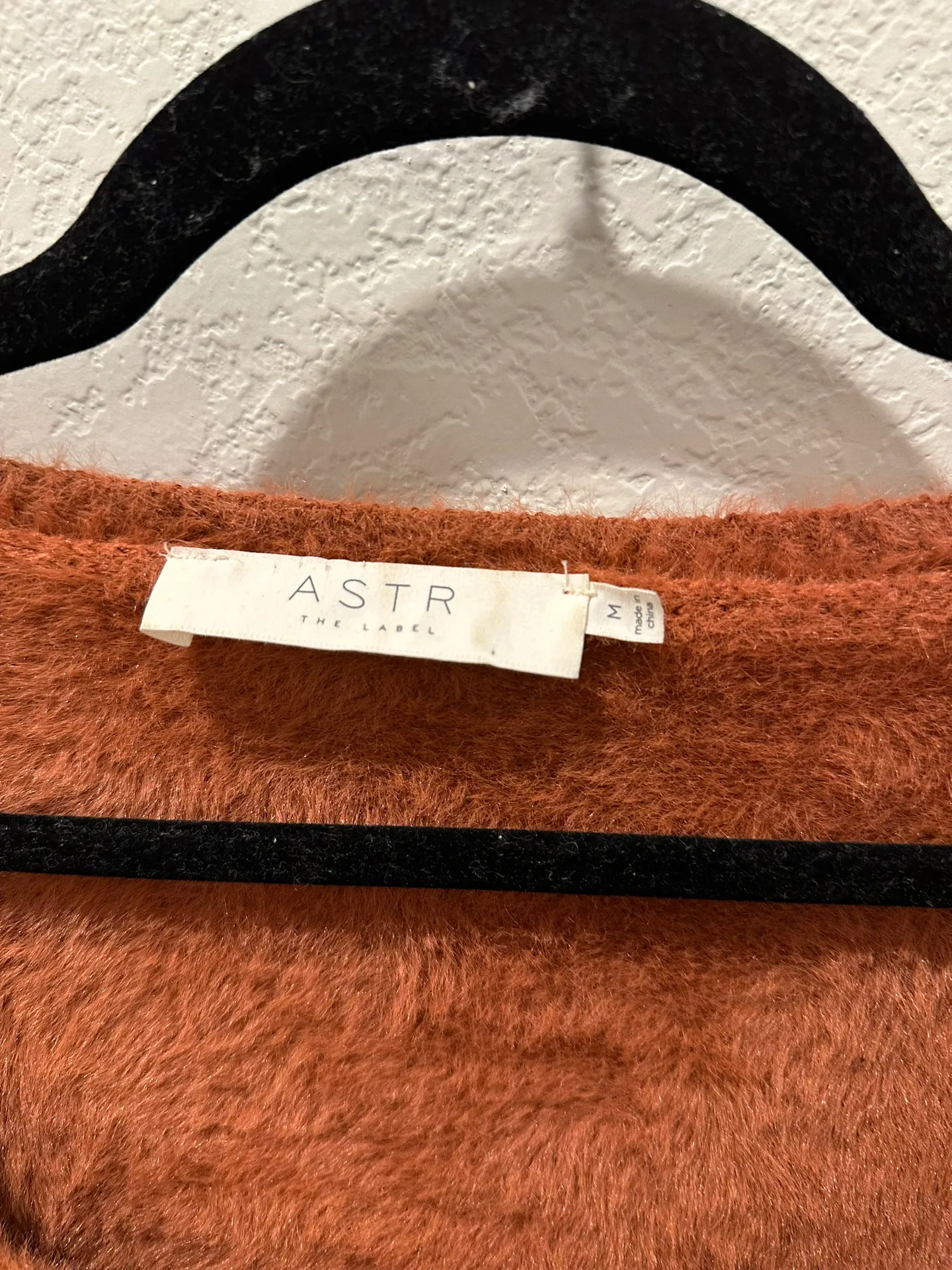 The Label Square Neck Fuzzy Crop Sweater in Rust - Image 3