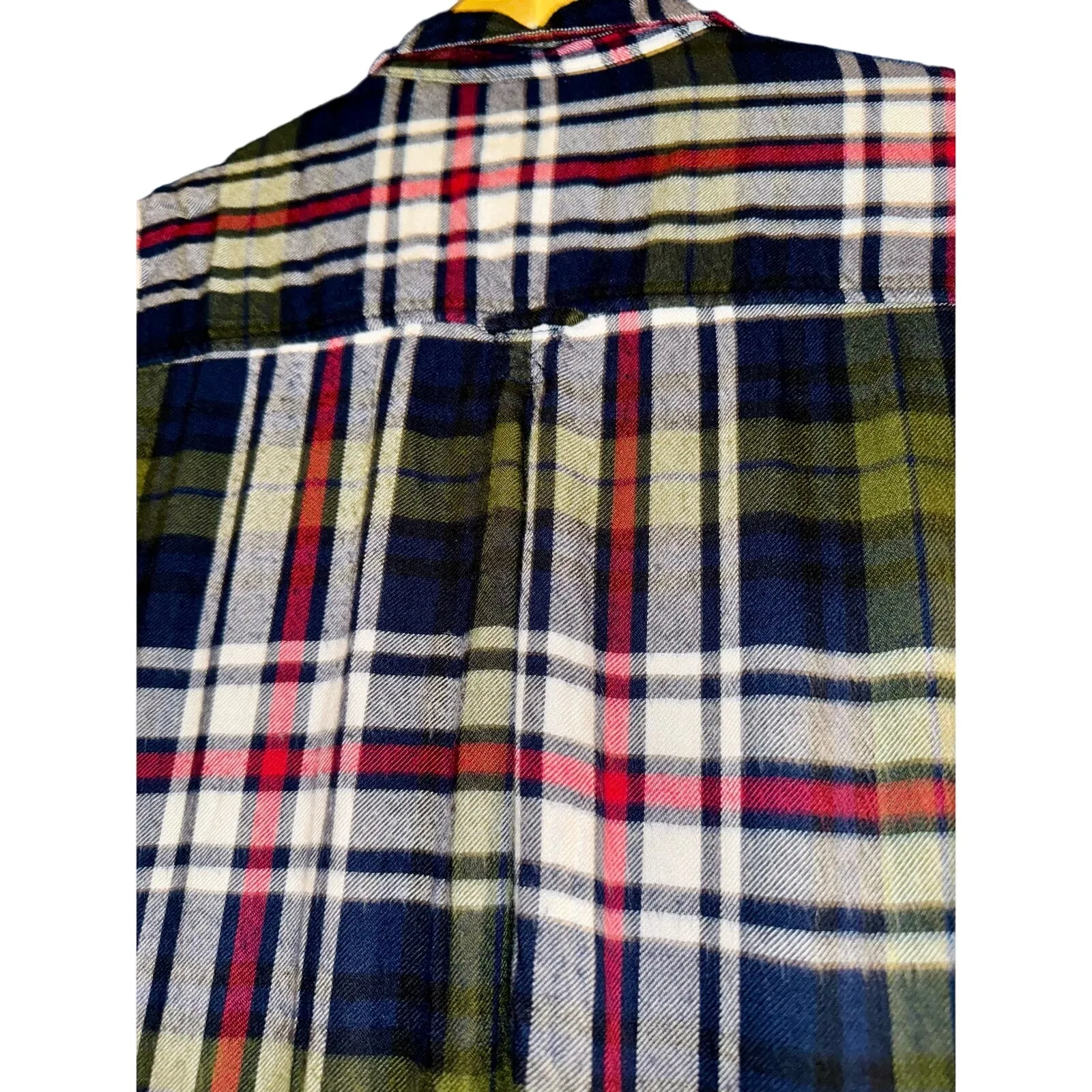 American Eagle Soft Plaid Boyfriend Fit Flannel Shirt Navy Blue M Fall Warm Cozy - Image 8